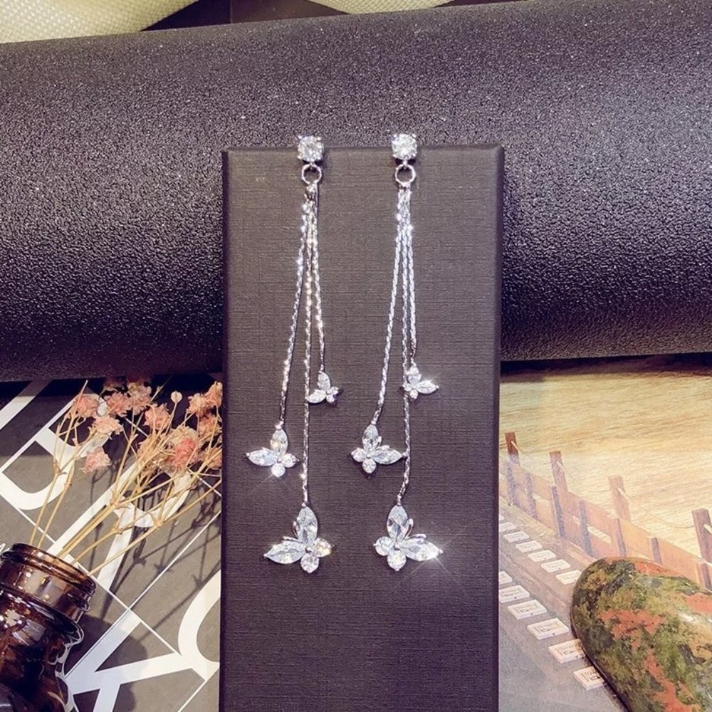 925 and gold plated dangle earrings